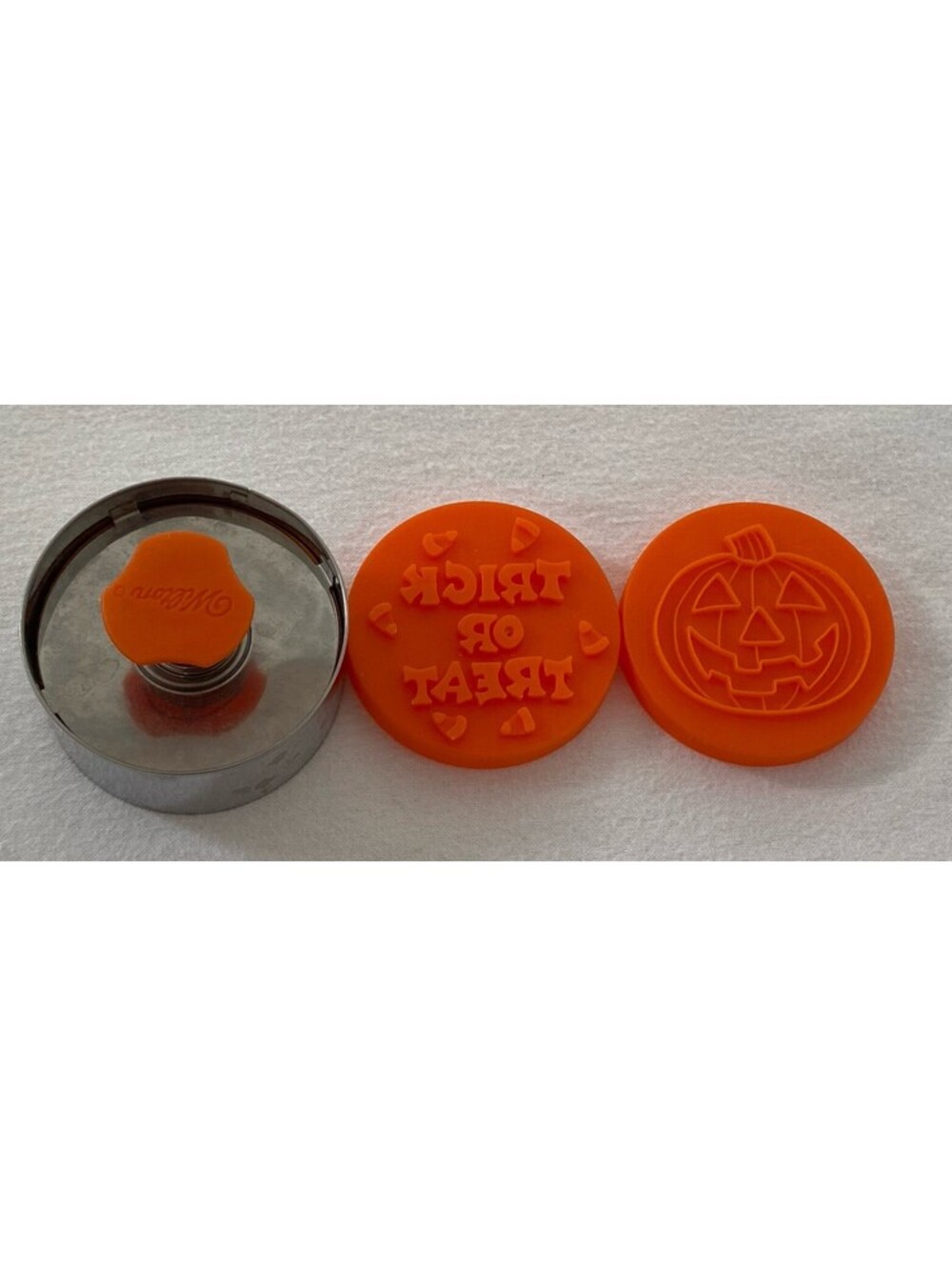 Wilton Halloween Cookie Press Emboss Cutter 3 Stamps Push N Print Vintage Lot